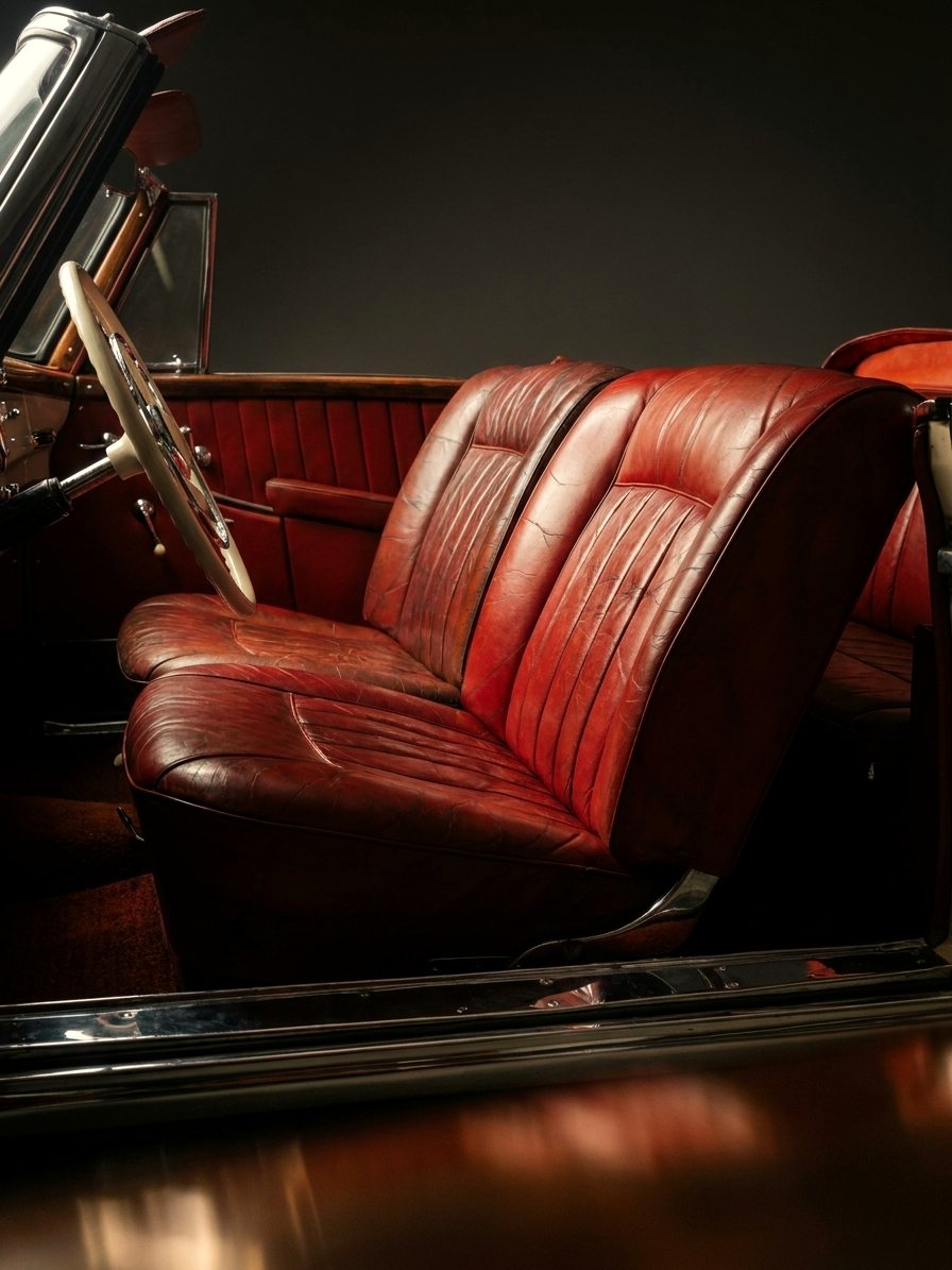 Repariertes Lederinterieur.